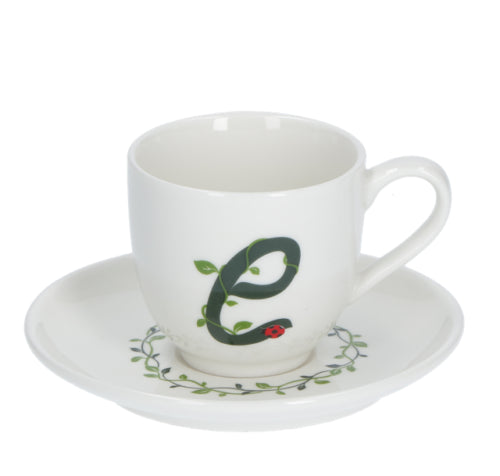 Solotua Tazza Caffe C/P Lettera E Cc 90 In Gift Box La Porcellana Bianca La Porcellana Bianca