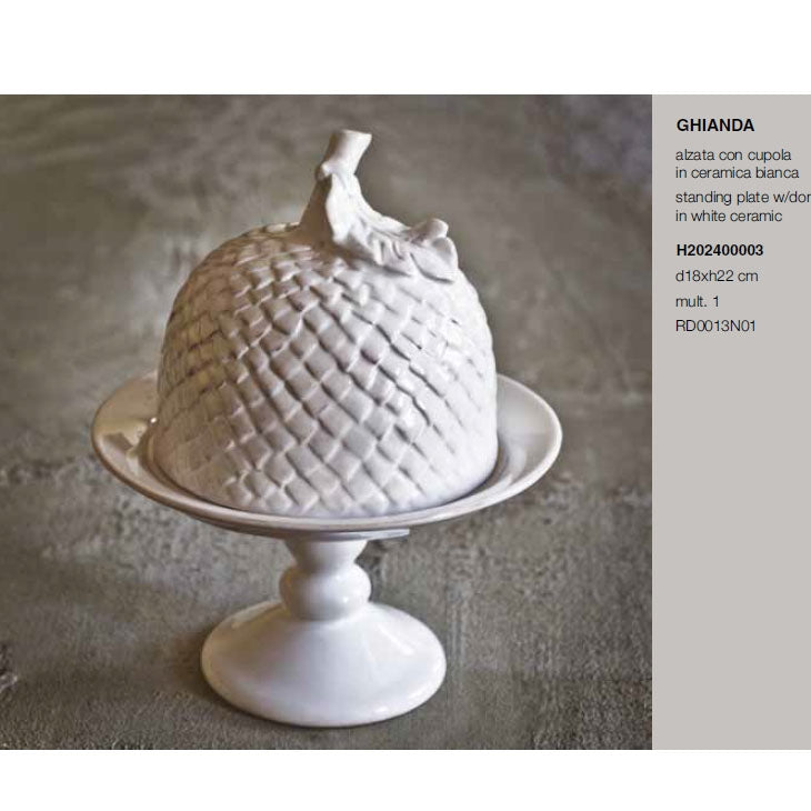 Alzata Con Cupola In Ceramica Bianca D18Xh22 Cm Rituali Domestici