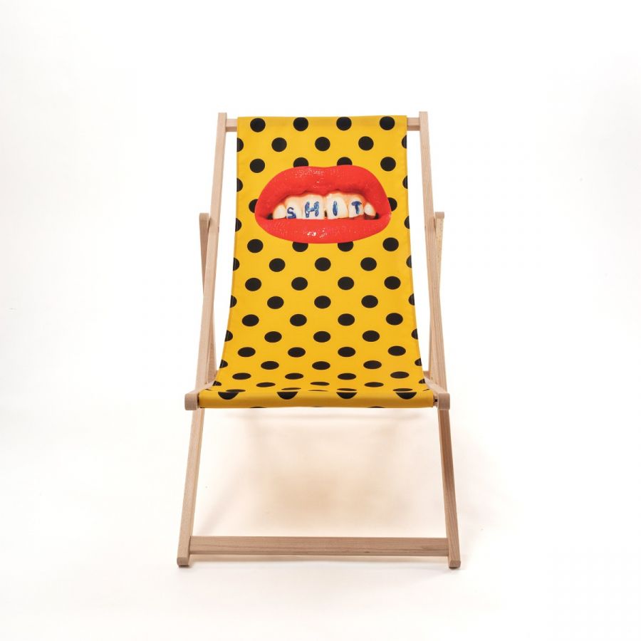 Sdraio Pieghevole In Legno/Poliestere Toiletpaper - Shit Seletti