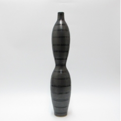 Vaso ceramica alto nero a strisce