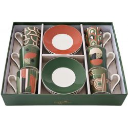Set 6 Tazzine Con Piattini In Gift Box Geometrical Loop Easy Life