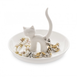 Porta anelli gatto xl bianco in ceramica Balvi