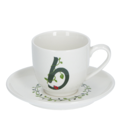 Solotua tazza caffe  con piattino lettera b cc 85 in gift la porcellana bianca