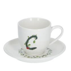 Solotua tazza caffe  con piattino lettera c cc 85 in gift la porcellana bianca
