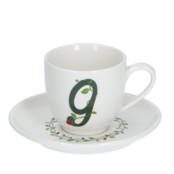 Solotua tazza caffe  con piattino lettera g cc 85 in gift la porcellana bianca
