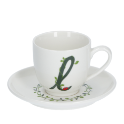 Solotua tazza caffe  con piattino lettera l cc 85 in gift la porcellana bianca