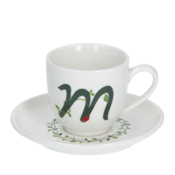 Solotua tazza caffe  con piattino lettera m cc 85 in gift la porcellana bianca