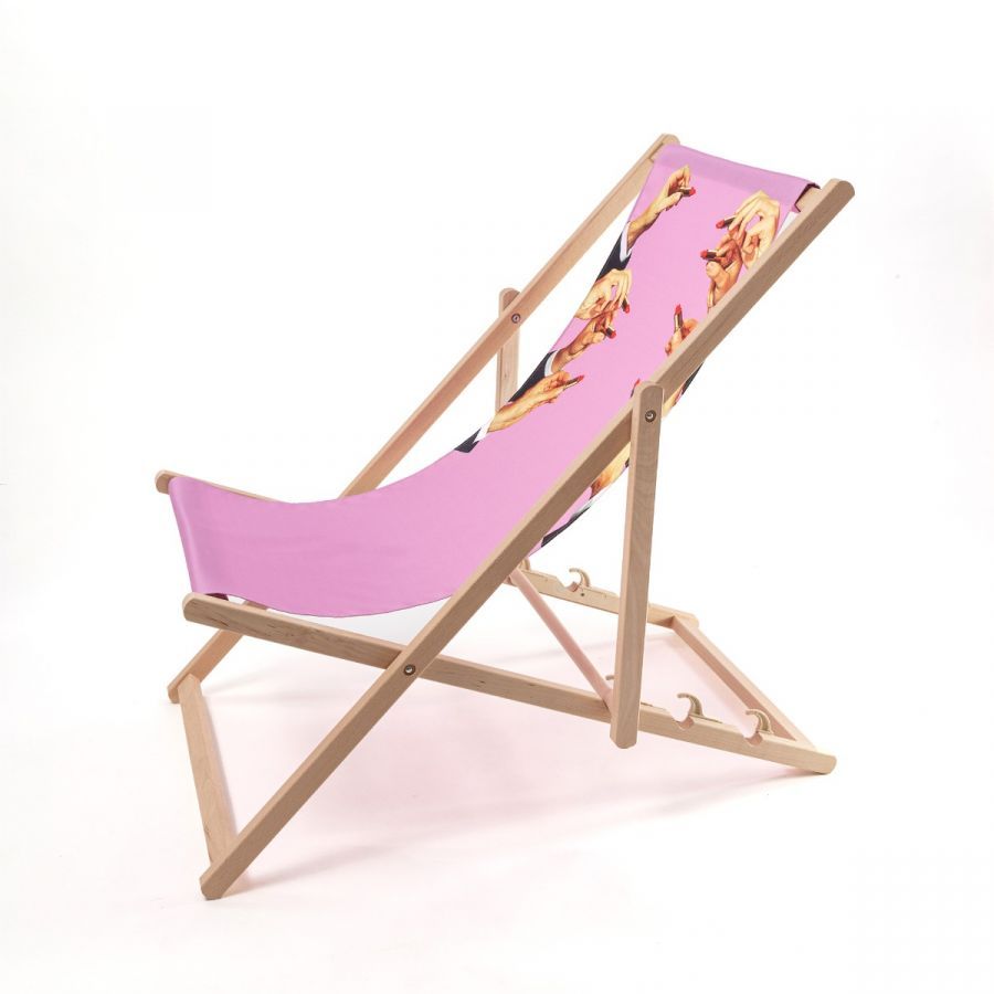 Sdraio Pieghevole In Legno/Poliestere Toiletpaper - Lipsticks Pink Seletti