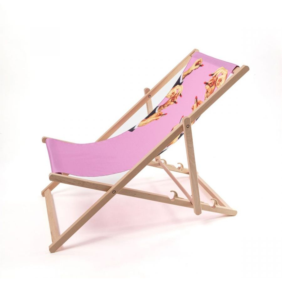 Sdraio Pieghevole In Legno/Poliestere Toiletpaper - Lipsticks Pink Seletti