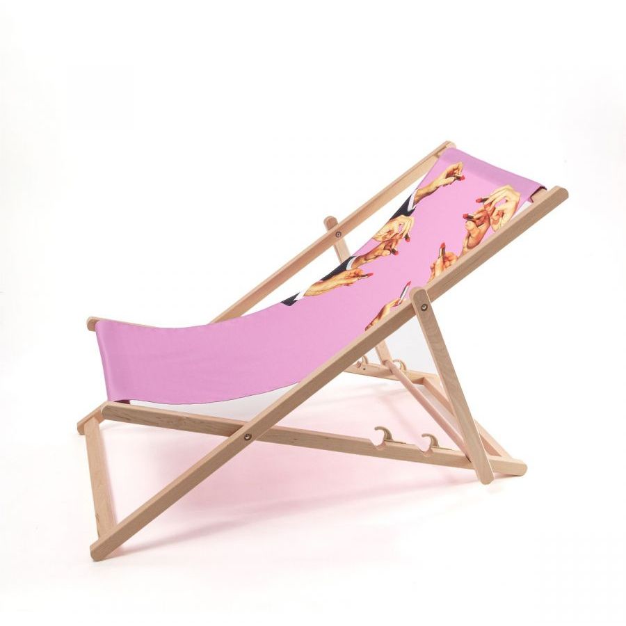 Sdraio Pieghevole In Legno/Poliestere Toiletpaper - Lipsticks Pink Seletti