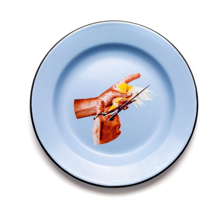 Piatto In Metallo Smaltato Toiletpaper - Uccellino Seletti