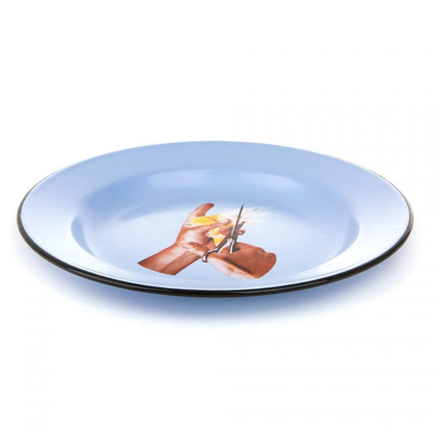 Piatto In Metallo Smaltato Toiletpaper - Uccellino Seletti