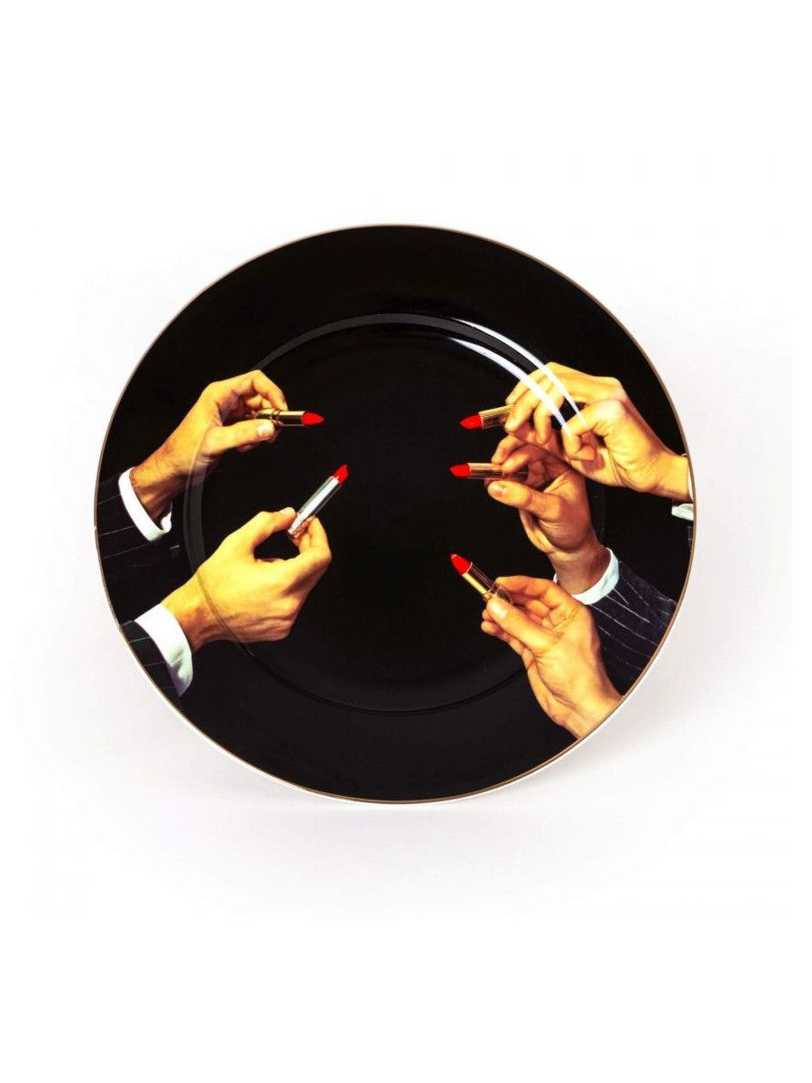 Piatto Toiletpaper Ø Cm.27 - Lipsticks Black Seletti