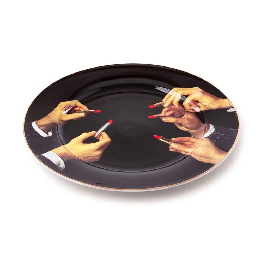 Piatto Toiletpaper Ø Cm.27 - Lipsticks Black Seletti