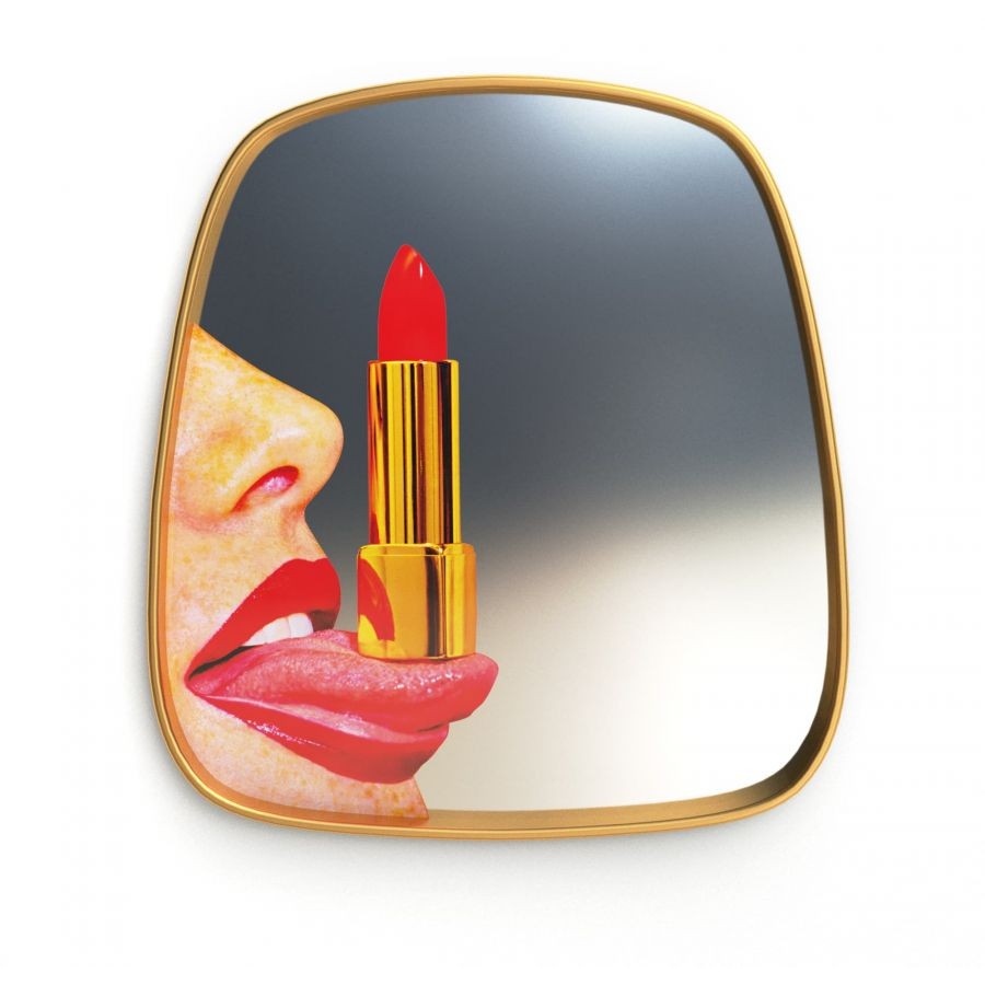 Specchio Con Cornice Legno Toiletpaper - Tongue Seletti