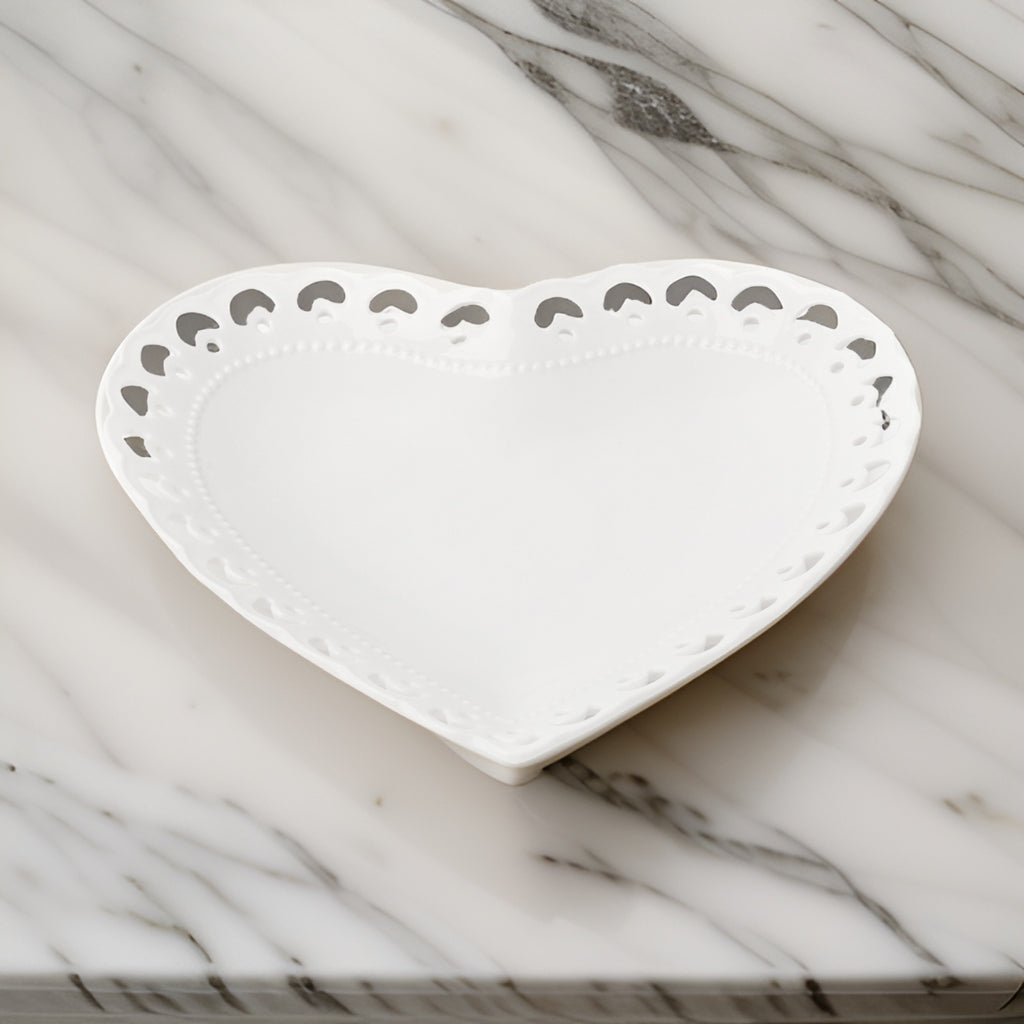 Piatto Cuore Porcellana Traforata 22Cm Hervit