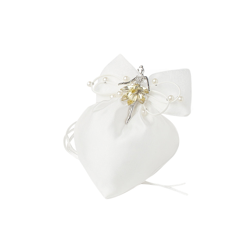 Sacchetto Cuore Avorio 14X17Cm Fiocco Hervit Hervit