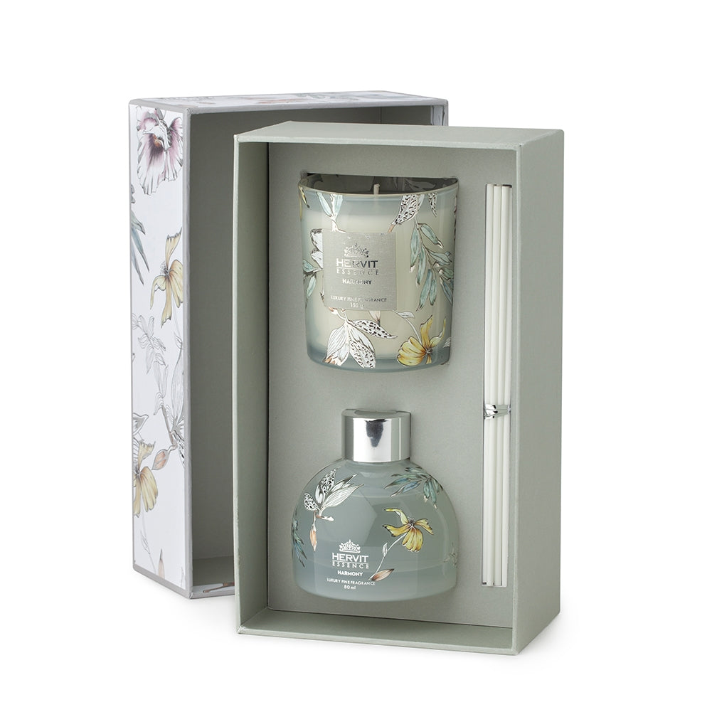 Set Profumamb.+Cand.Blooms 80Ml/150G Hervit