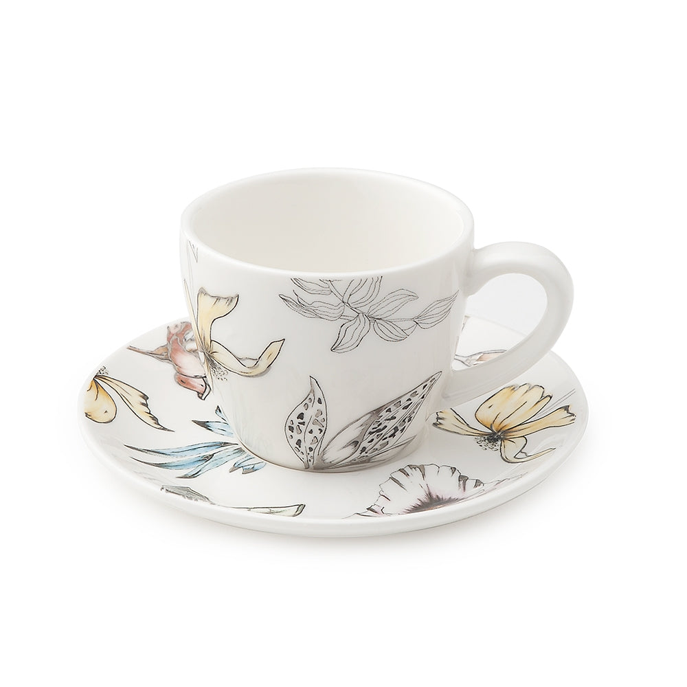 Set 2 Tazzine Caffe` Porc.Blooms 9X5,5Cm Hervit