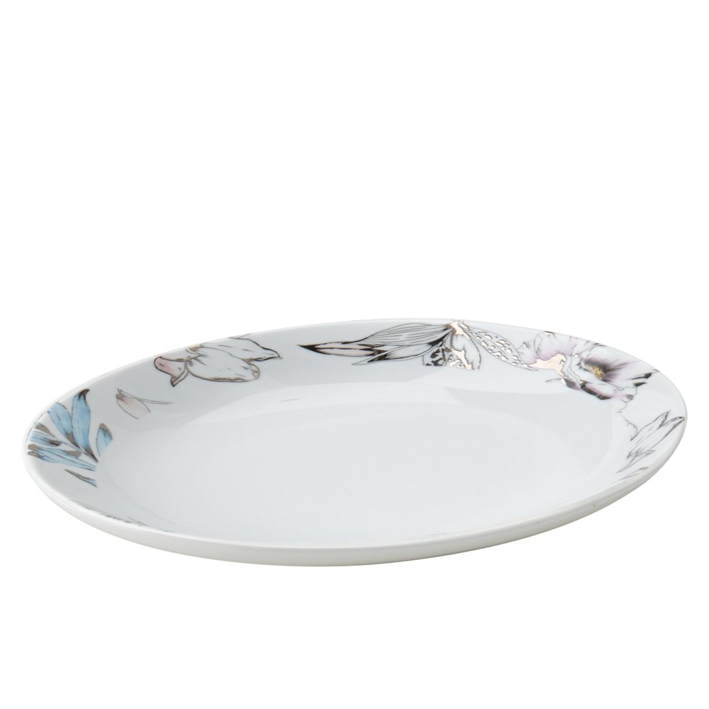 Piatto Ovale Porcellana 36X25,5Cm Blooms Hervit Hervit