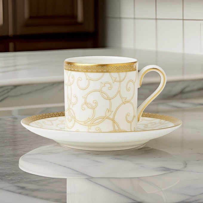 12 Tazze Caffe Con Piattino Celestial Gold Wedgewood