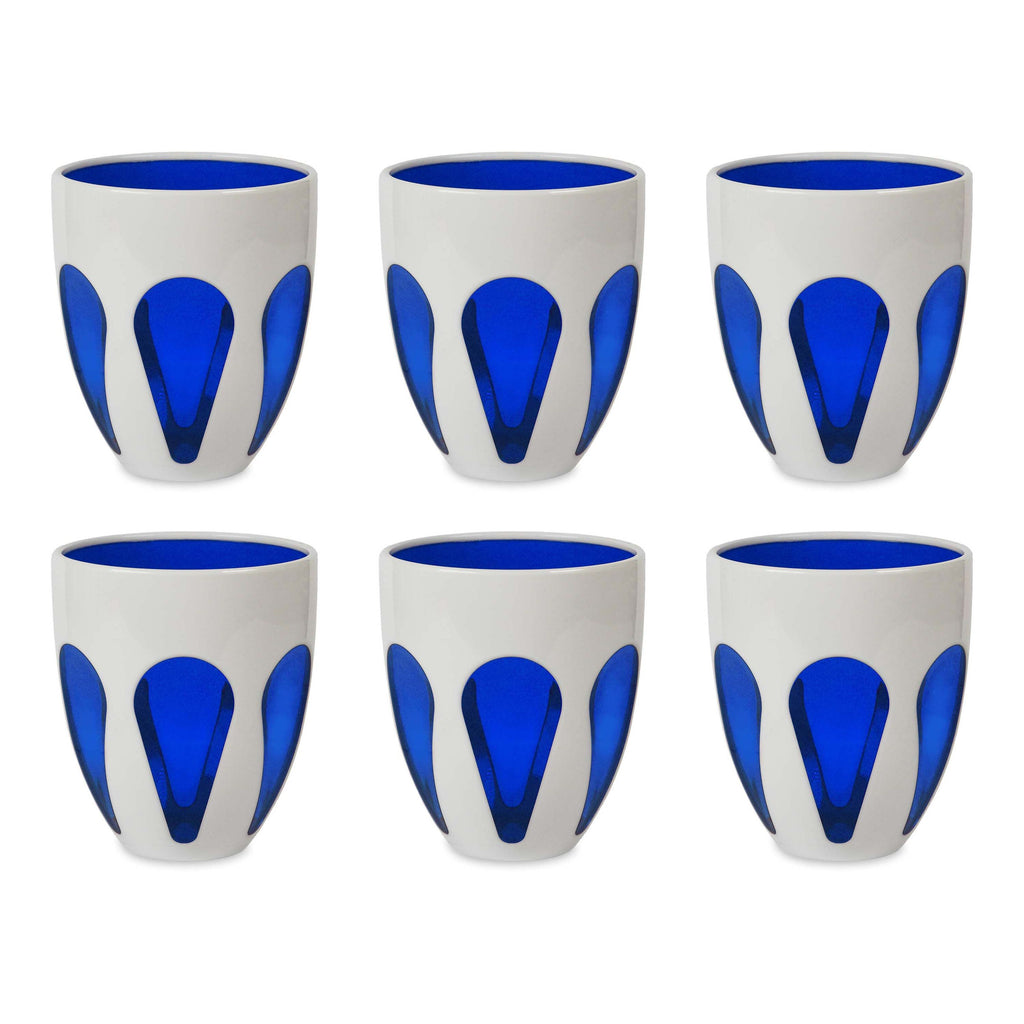 Aqua Bi-Color 6 Bicchiere Acqua Bianco E Blu Baci Milano