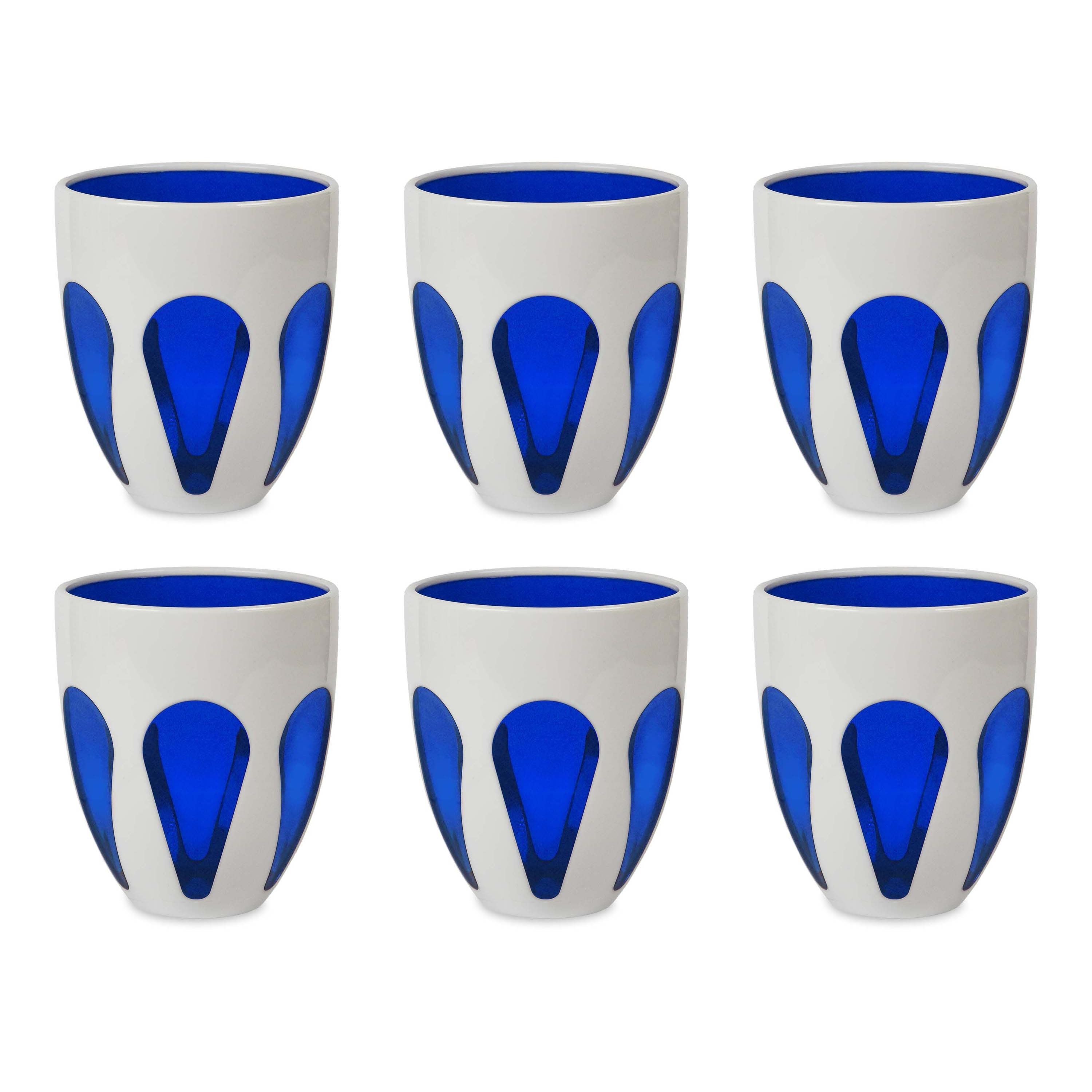 Aqua Bi-Color 6 Bicchiere Acqua Bianco E Blu Baci Milano