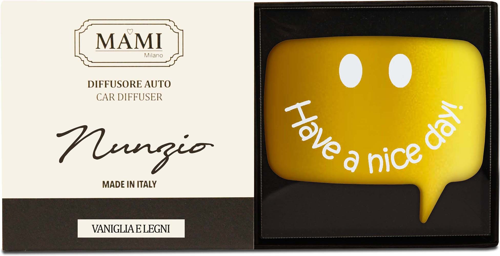 Diffusore auto Have a nice day VANIGLIA E LEGNI Mami Milano