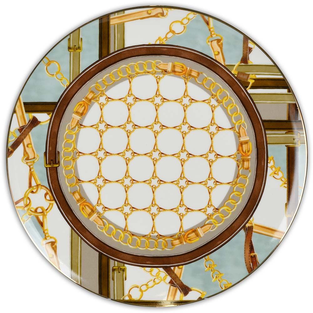 Piatto Torta Diam 31 Filo Oro - Horses Baci Milano