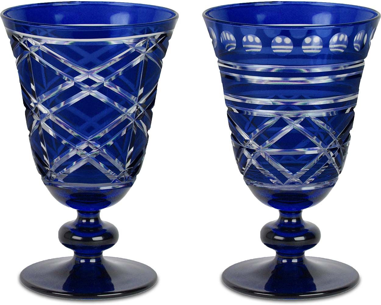 Set 2 Calici Vetro Intagliati - Blu Baci Milano