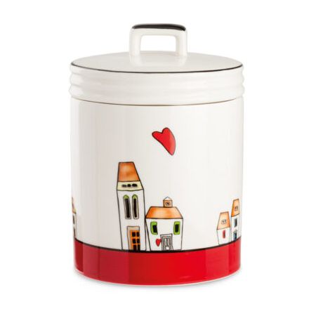 Barattolo/Biscottiera Le Casette Rosso 14X19 Egan