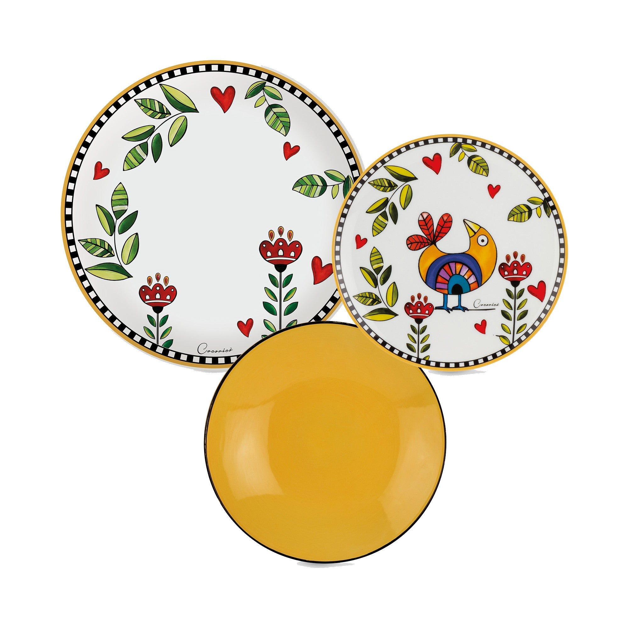 Set Piatti 18 pz Cocorico Giallo Egan