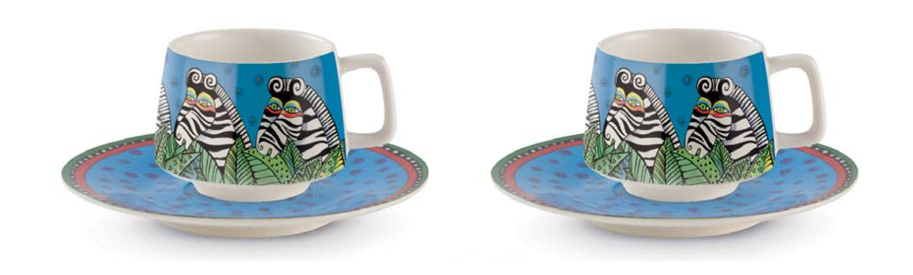 Set 2 Tazze Caffe` C/Piatt. L.B. Jungle Azzu Egan Egan
