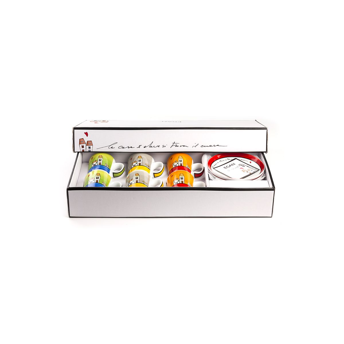 Set 6 Tazze Caffe` C/Piatt Le Casette Ml.100 Egan