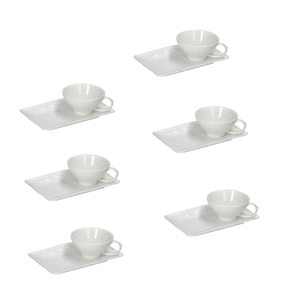 Florentina 6 Tazza Caffe  C/Vassoietto 90 Cc In Gift Box La Porcellana Bianca La Porcellana Bianca