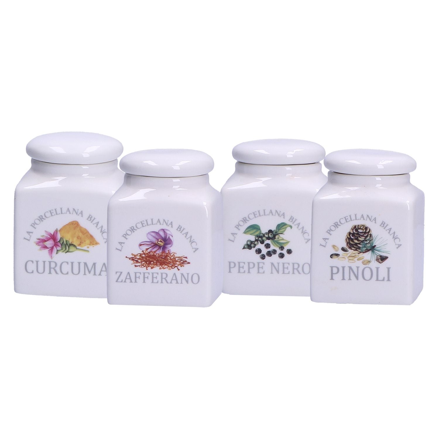 Barattolo Porcellana Spezie 4Pz Mix 2 Gb La Porcellana Bianca