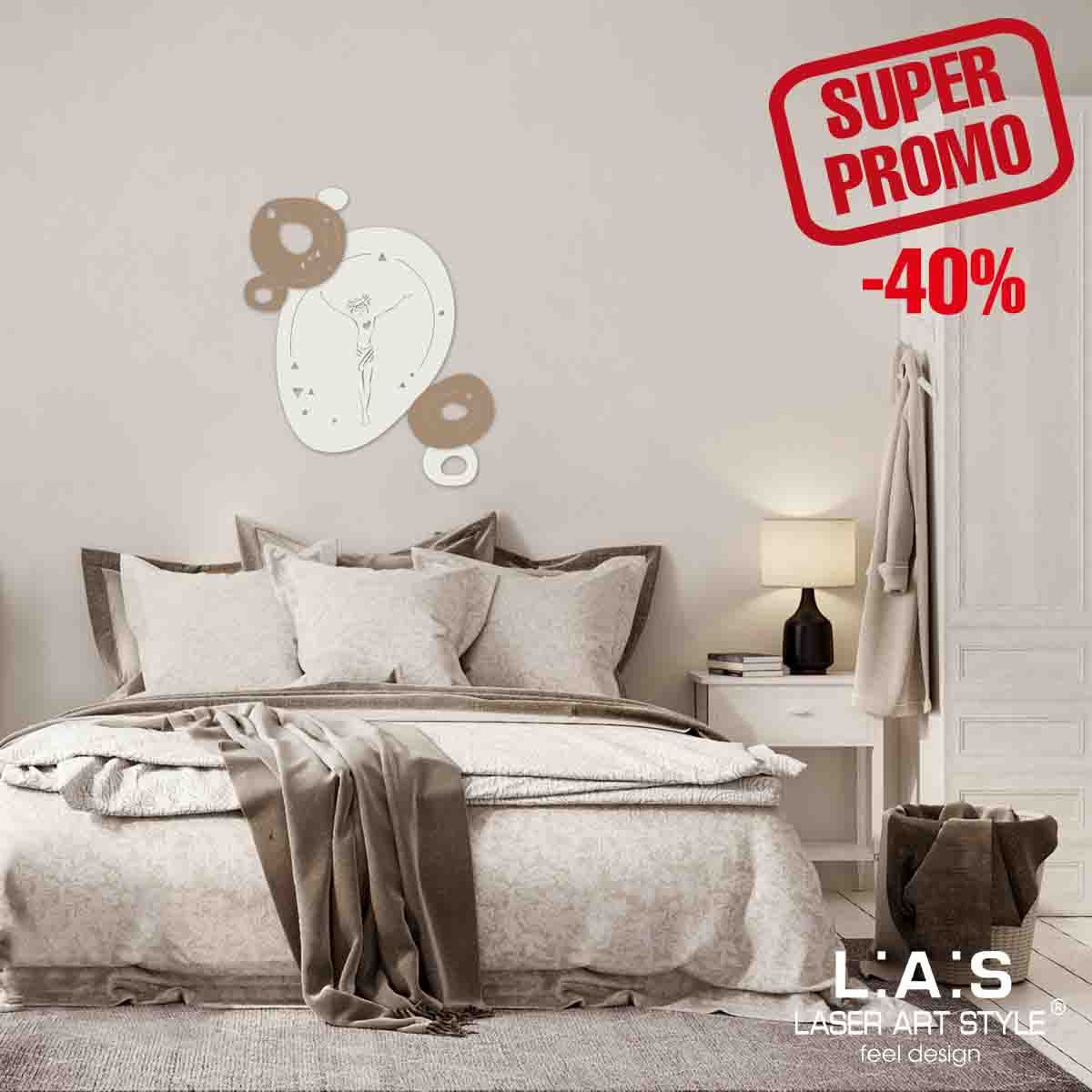Crocifisso Stone 55X65 Cm Bianco- Tortora- Laser Art Style