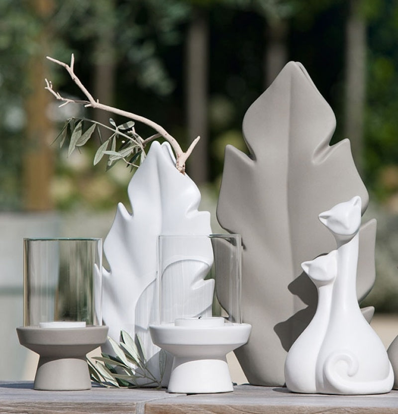 Vaso Foglia Bianco 40 Cm H Gilde