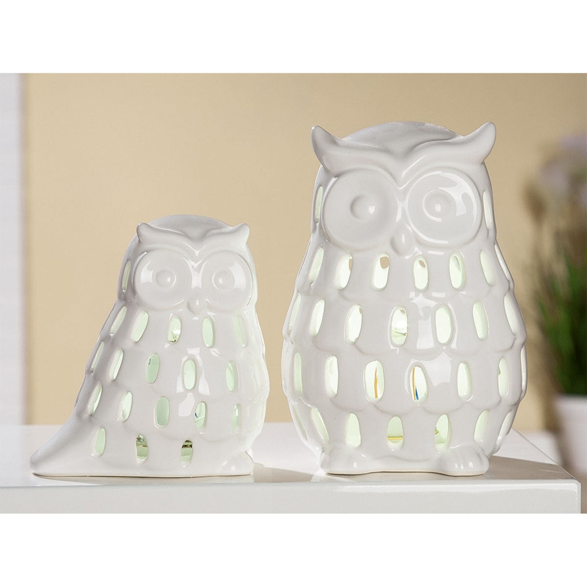 Gilde Ceramica Lampada Con Led Gufo Gilde