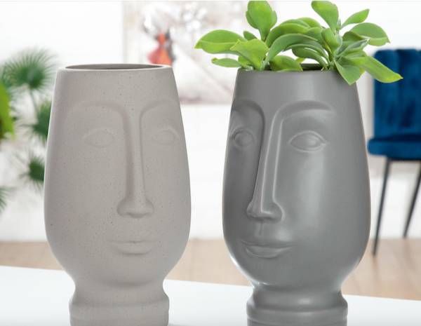 Vaso Faccia Grigio Lucido Gilde