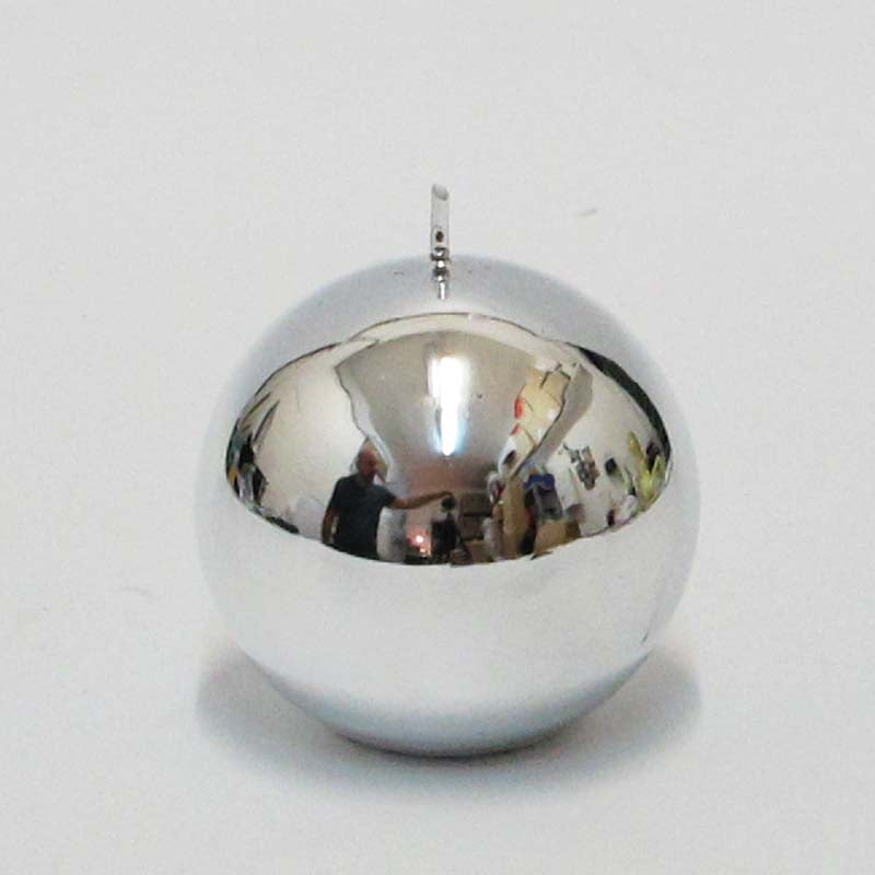Ball Candle Sicilia Silver Shiny 9 Cm Kaheku
