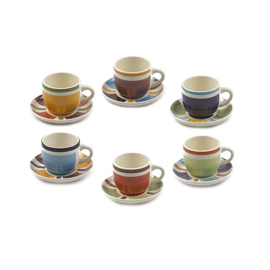 Salento Set Caffe` 6 Pz Rose E Tulipani