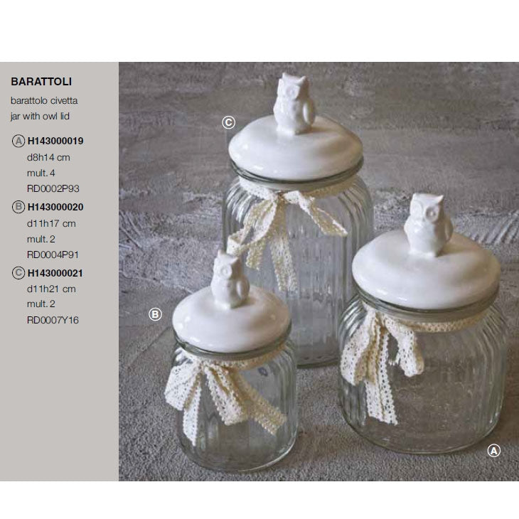 Barattoli Barattolo Civetta Grande D11H21 Cm Rituali  Domestici