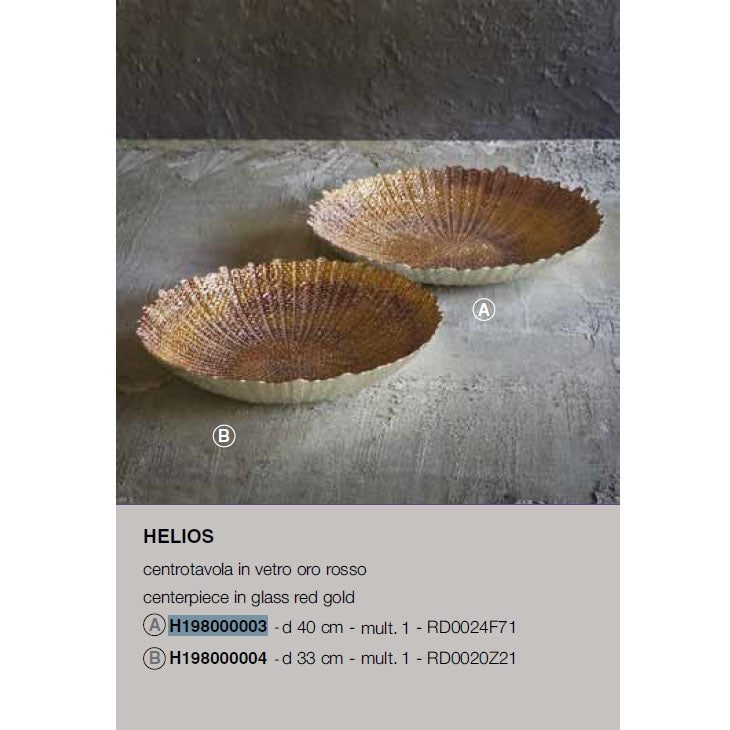 Centrotavola In Vetro Oro Rosso D 33 Cm Rituali  Domestici