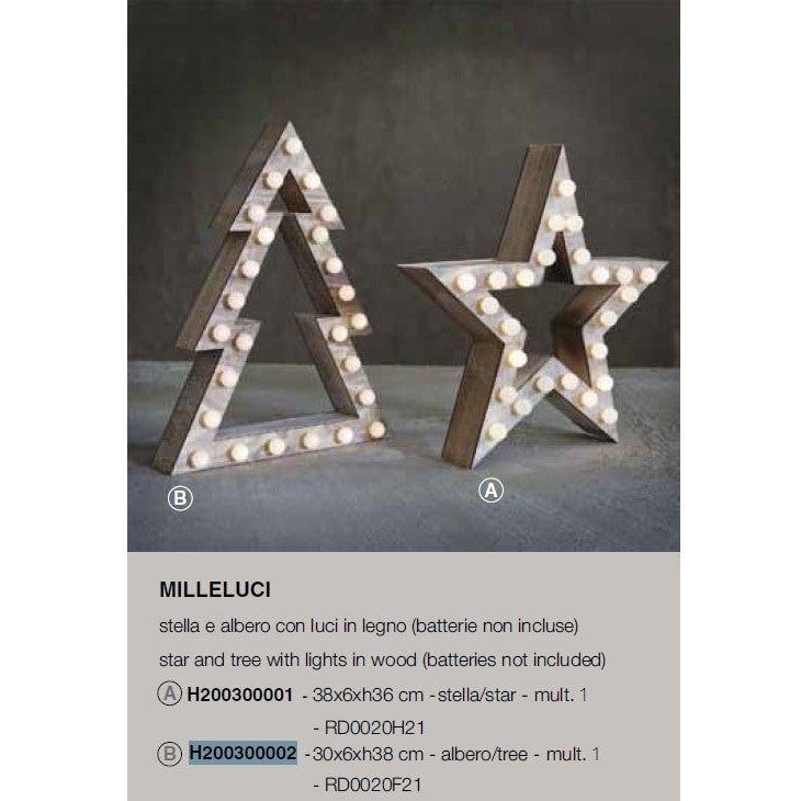 Milleluci Albero Con Luci In Legno 30X6Xh38 Cm (Ba Rituali  Domestici