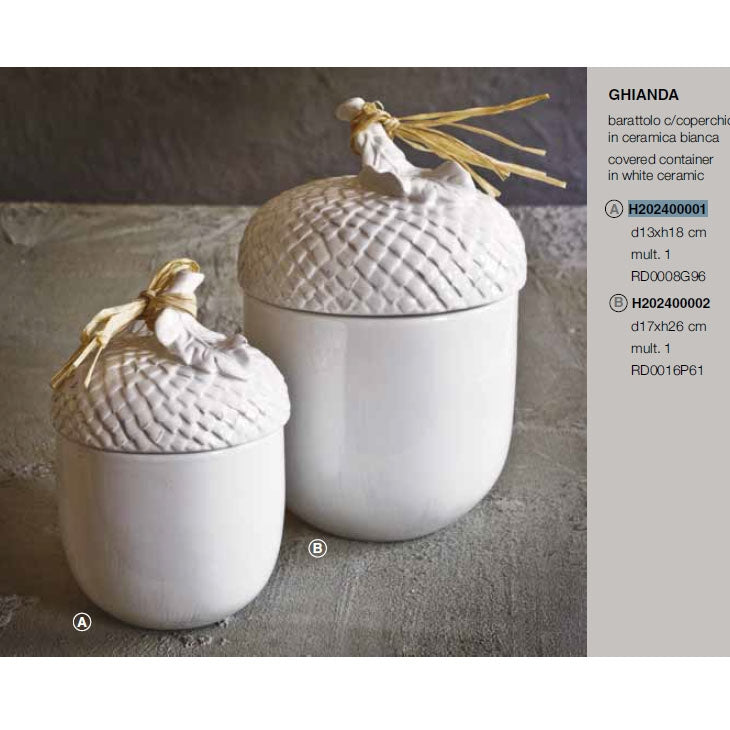 Barattolo C/Coperchio In Ceramica Bianca D17Xh26 Rituali  Domestici