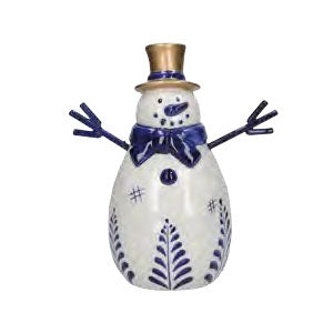 Decorazione Pupazzo Di Neve In Stoneware Blu E Oro Rituali  Domestici