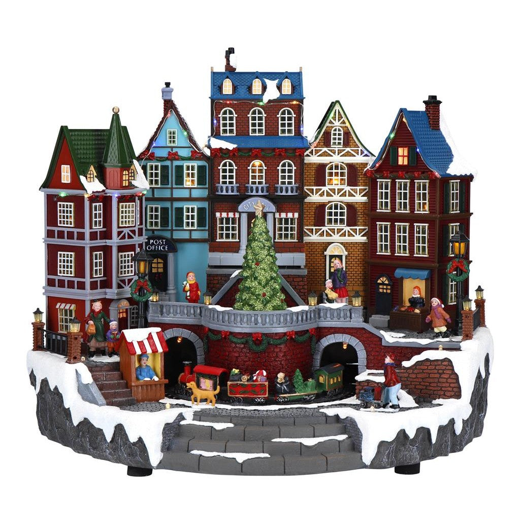 Christmas village turning tree animated Timstor