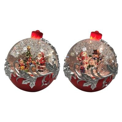 Spinning Ball Watersnowing - 2Ass Red-Battery-Led-6.5X6.5X21Cm Timstor