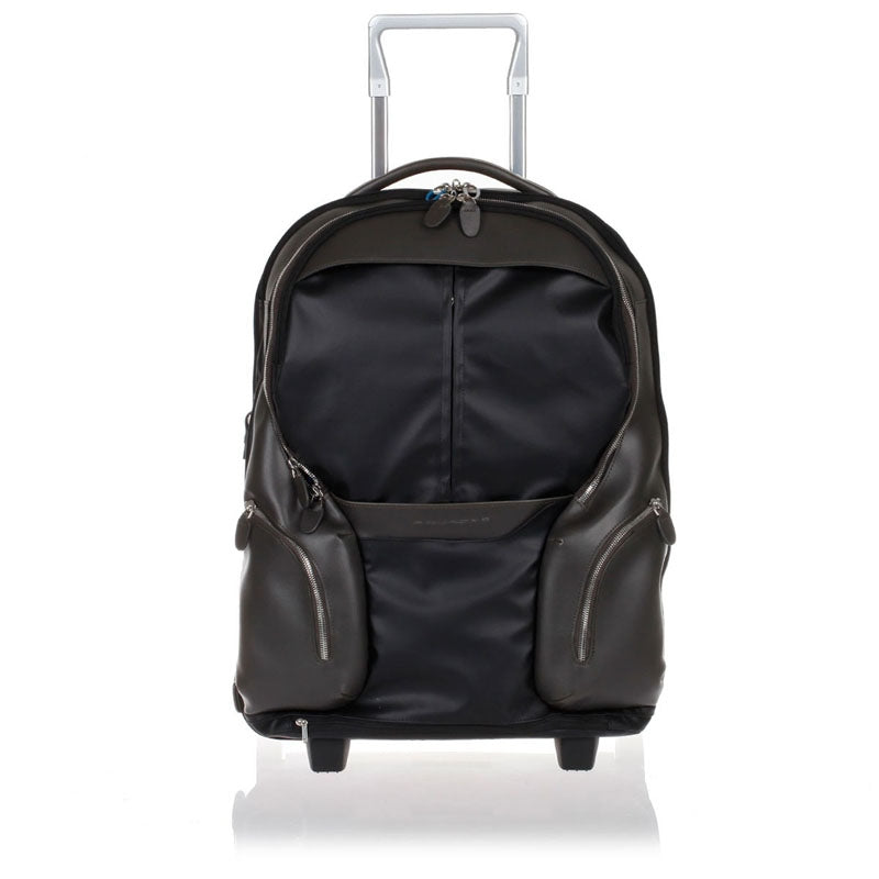 Trolley Cabin 2 Ruote In Pelle Nero Coleos Piquadro